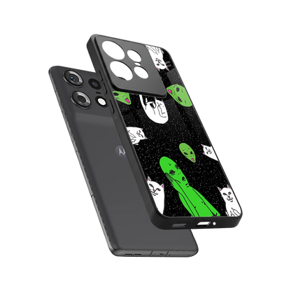 Space Kitty sleek motorola edge 50 pro cover with tempered glass back and TPU edges