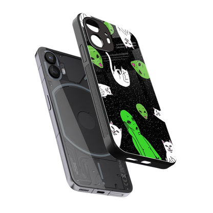 Space Kitty sleek nothing phone 2 cover with tempered glass back and TPU edges