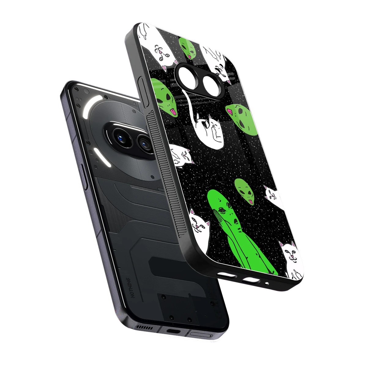 Space Kitty sleek nothing phone 2a cover with tempered glass back and TPU edges