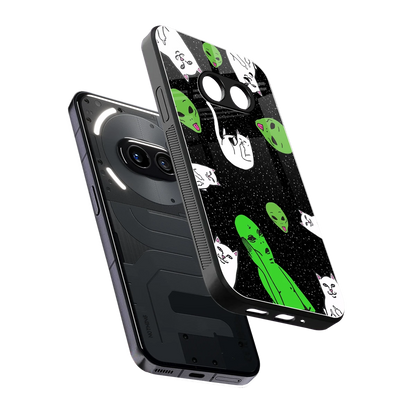Space Kitty sleek nothing phone 2a cover with tempered glass back and TPU edges