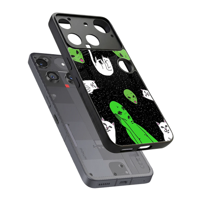 Space Kitty sleek nothing phone 3 cover with tempered glass back and TPU edges