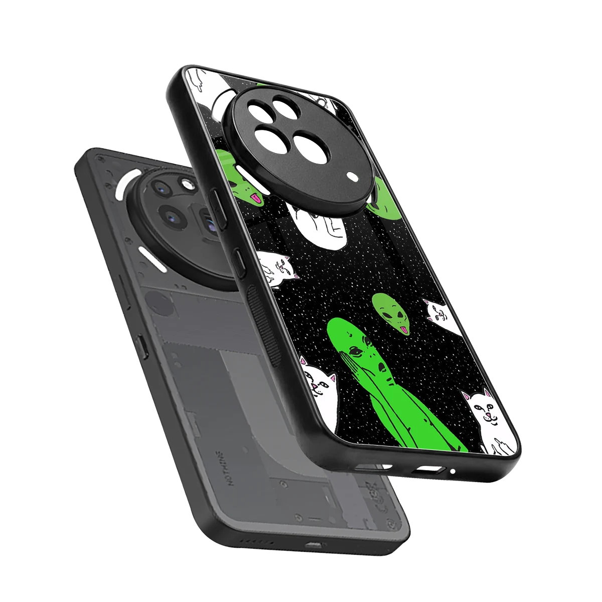 Space Kitty sleek nothing phone 3a pro cover with tempered glass back and TPU edges
