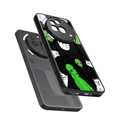 Space Kitty sleek nothing phone 3a pro cover with tempered glass back and TPU edges