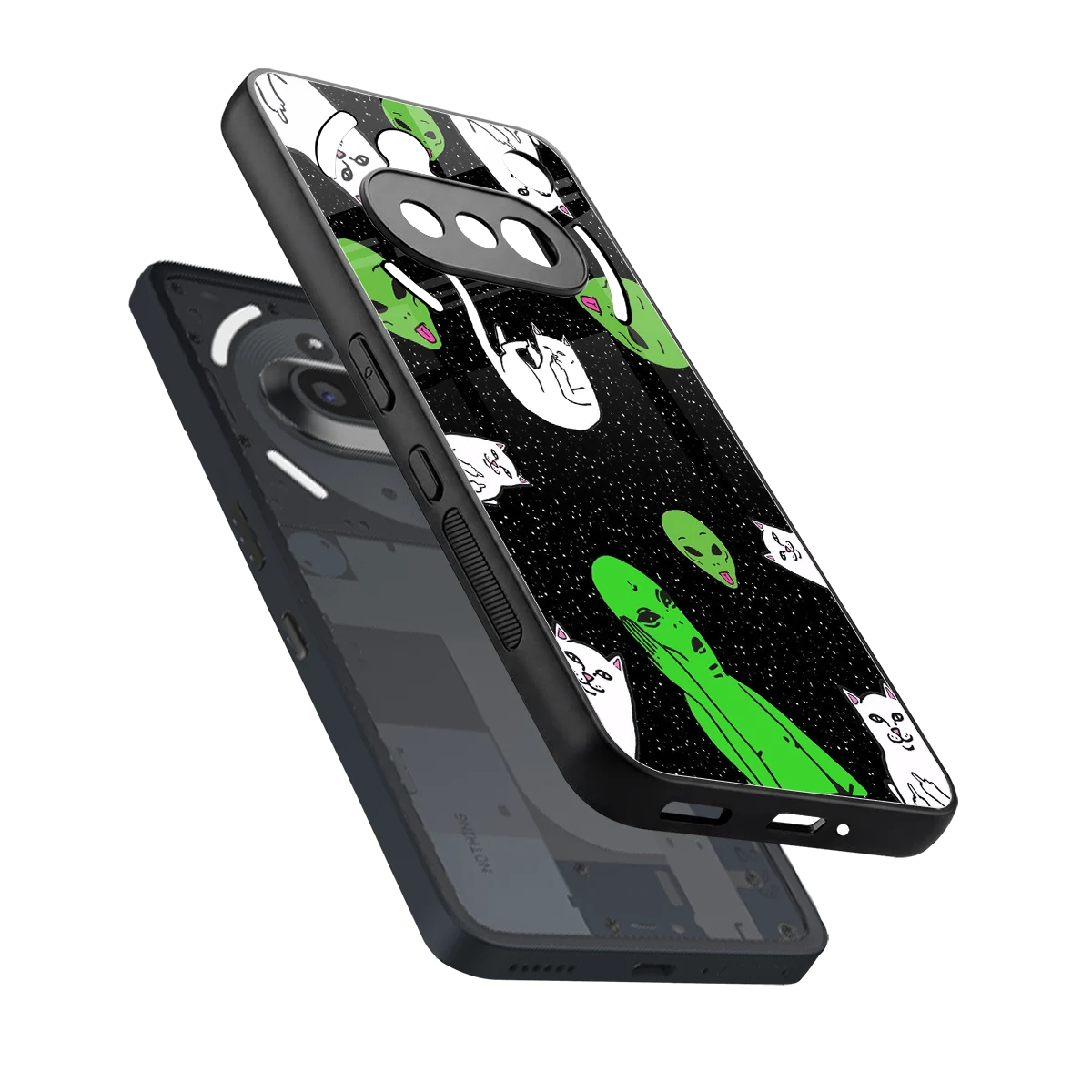 Space Kitty sleek nothing phone 3a cover with tempered glass back and TPU edges