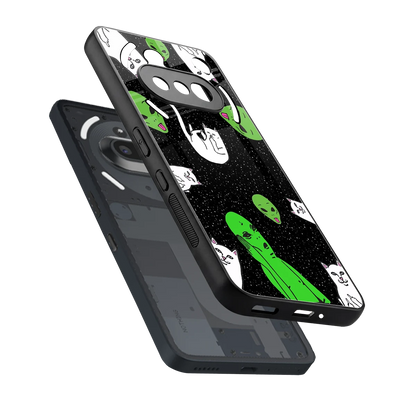 Space Kitty sleek nothing phone 3a cover with tempered glass back and TPU edges
