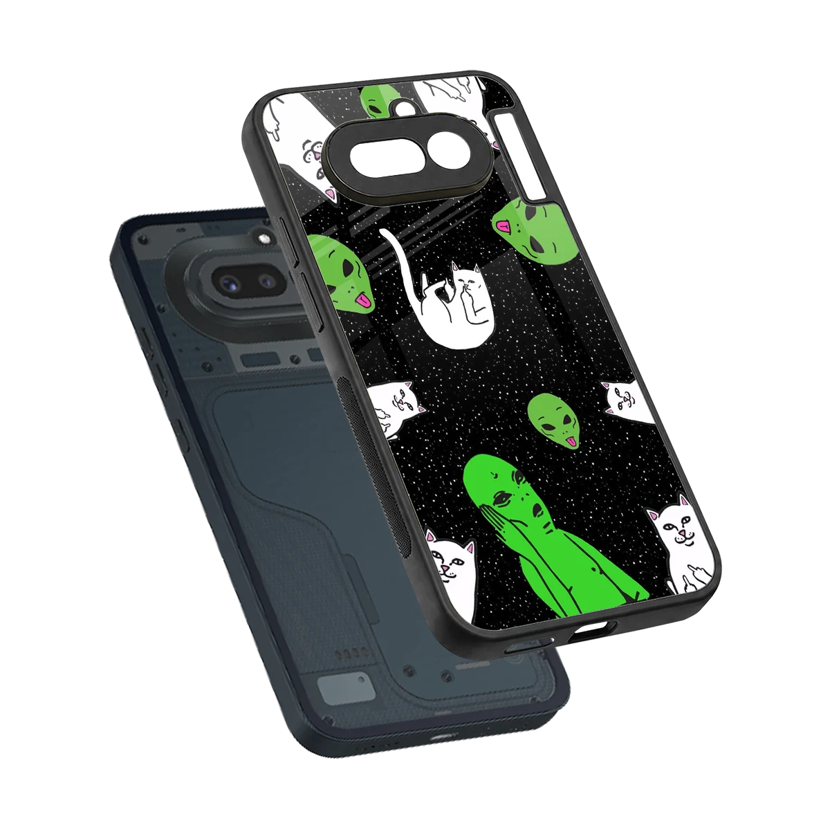 Space Kitty sleek nothing phone 4a cover with tempered glass back and TPU edges