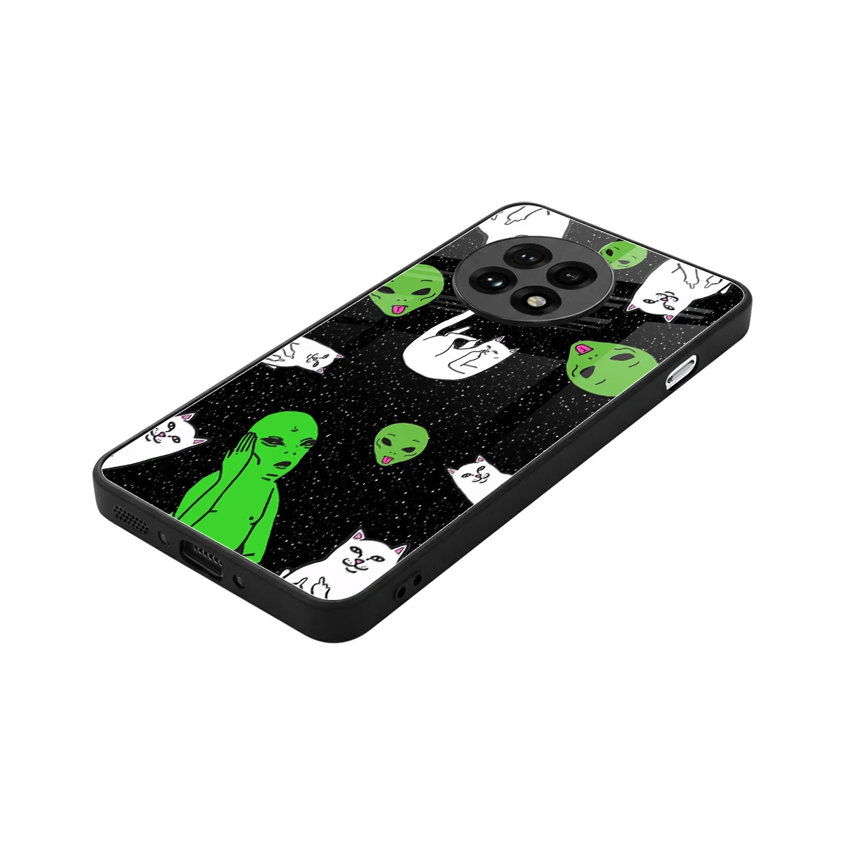 Space Kitty stylish phone case for oneplus 13r | glossy glass and slim fit