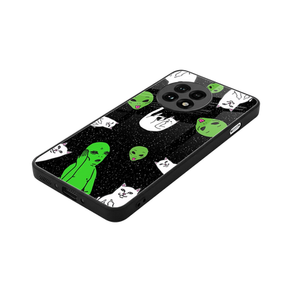 Space Kitty stylish phone case for oneplus 13r | glossy glass and slim fit