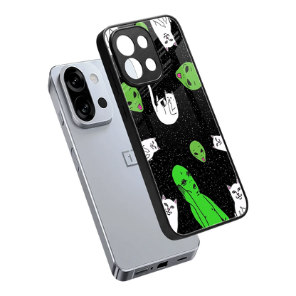 Space Kitty sleek oneplus 13s cover with tempered glass back and TPU edges