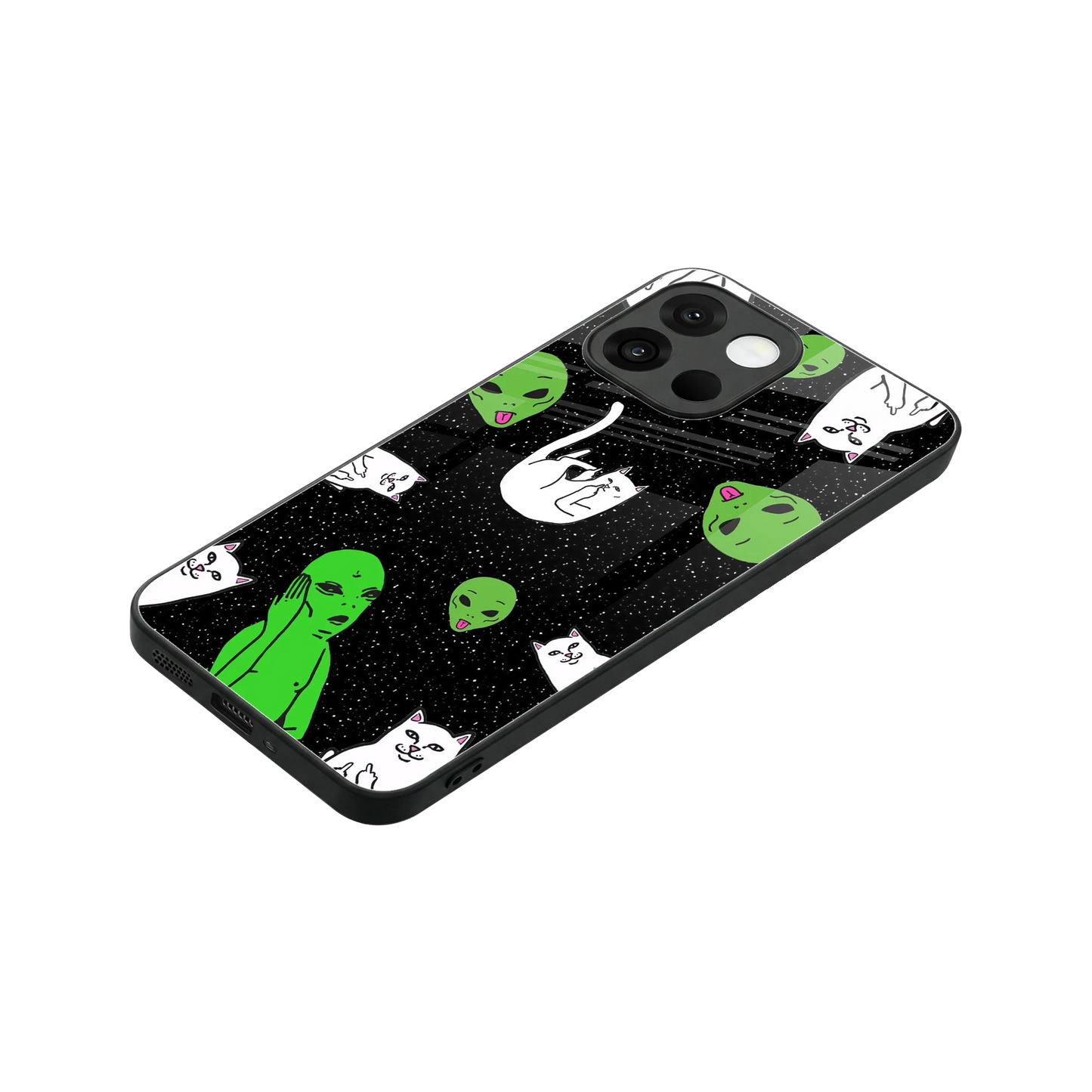 Space Kitty stylish phone case for oneplus 13s | glossy glass and slim fit