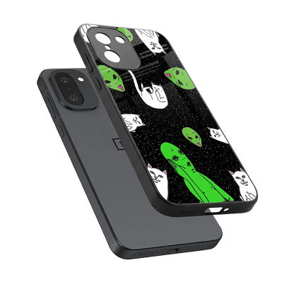 Space Kitty sleek oneplus 15r cover with tempered glass back and TPU edges