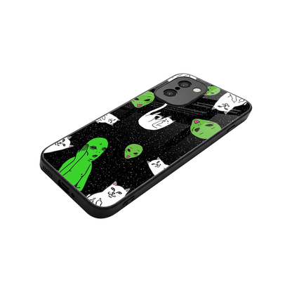 Space Kitty stylish phone case for oneplus 15r | glossy glass and slim fit