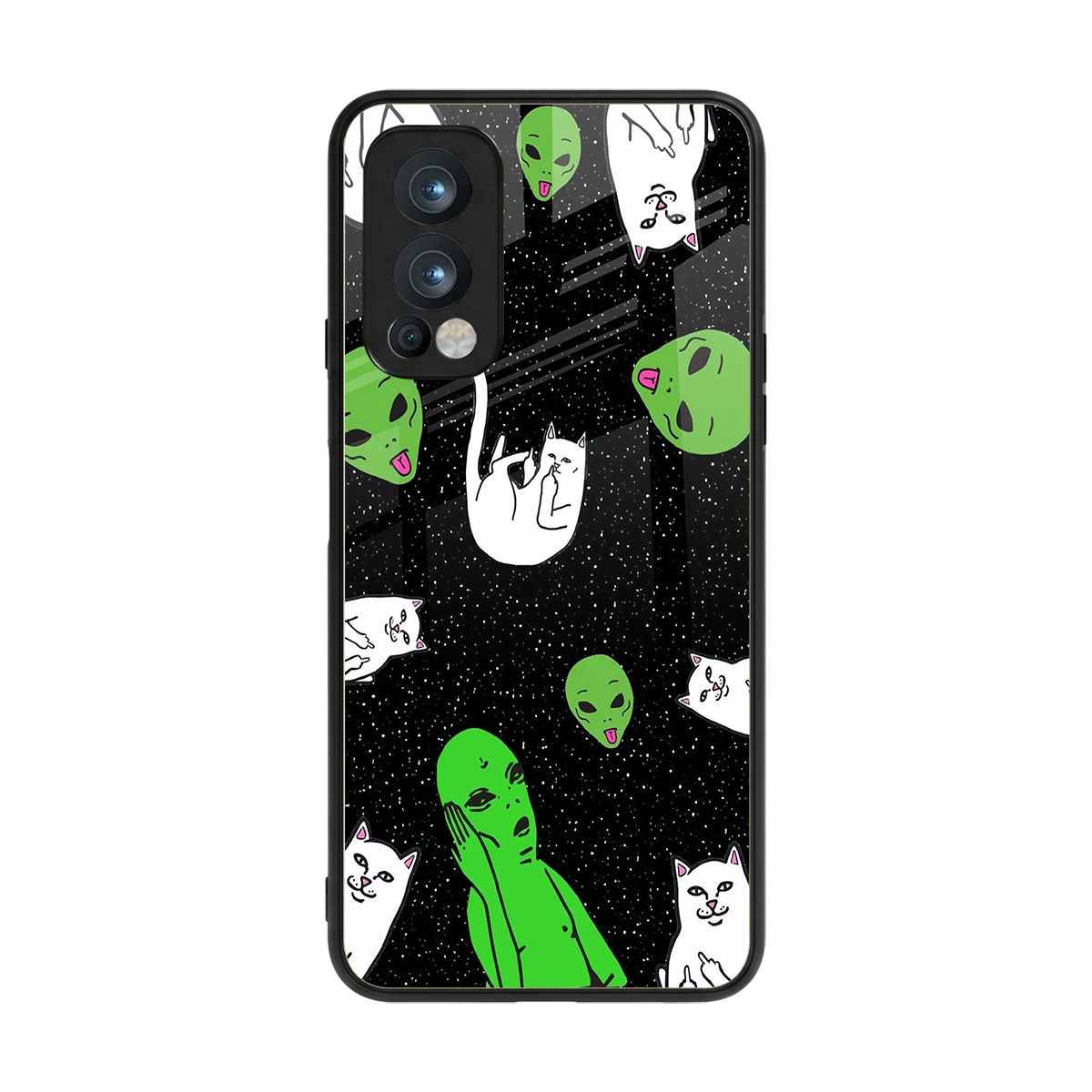 Space Kitty back phone cover | glass case for oneplus nord 2
