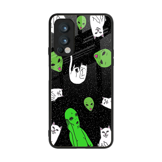 Space Kitty back phone cover | glass case for oneplus nord 2