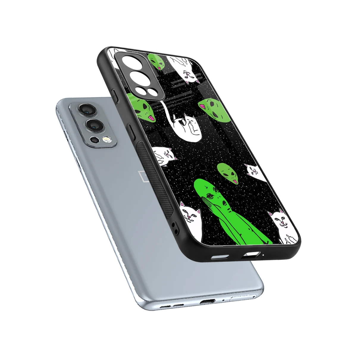 Space Kitty sleek oneplus nord 2 cover with tempered glass back and TPU edges