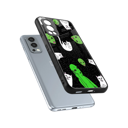 Space Kitty sleek oneplus nord 2 cover with tempered glass back and TPU edges