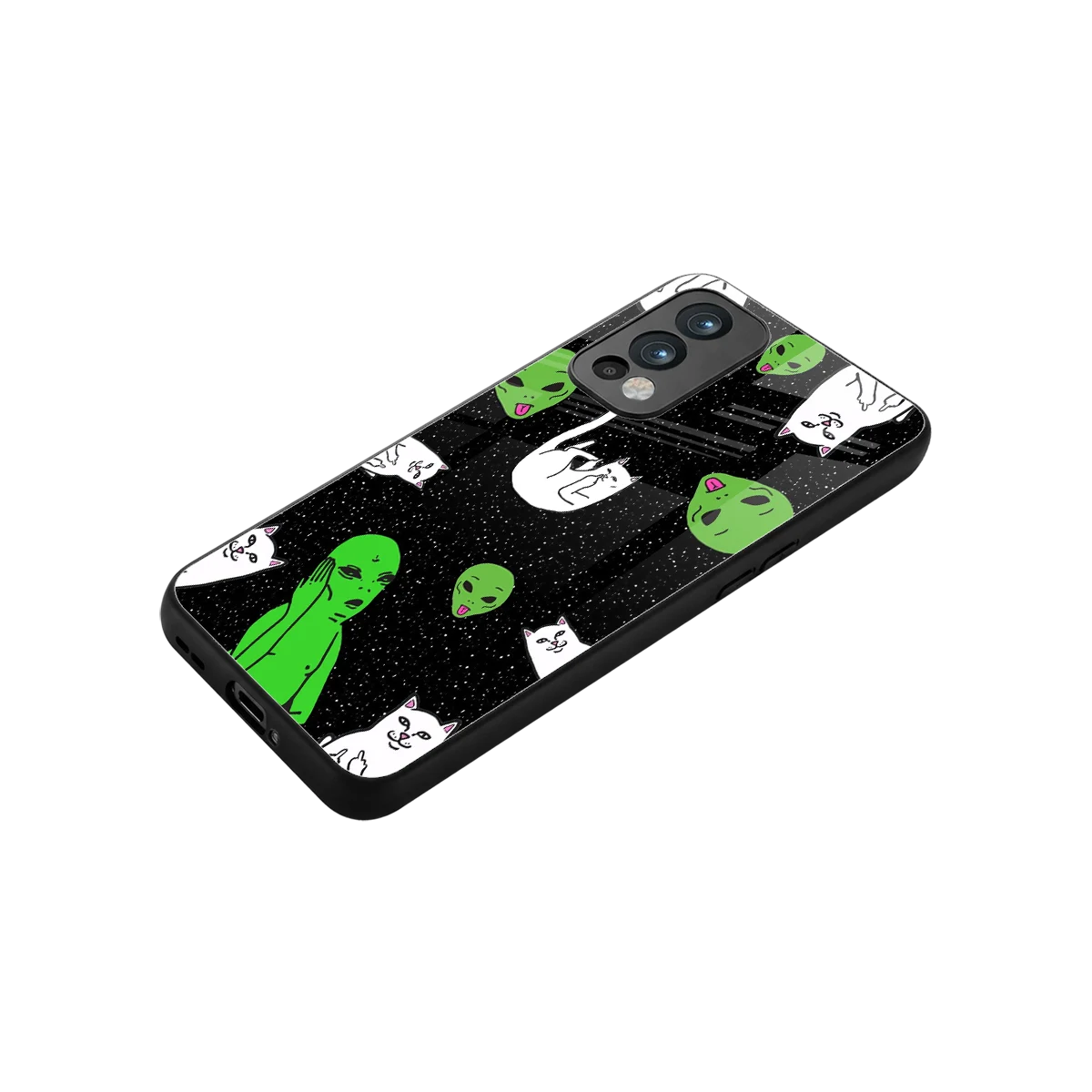 Space Kitty stylish phone case for oneplus nord 2 | glossy glass and slim fit