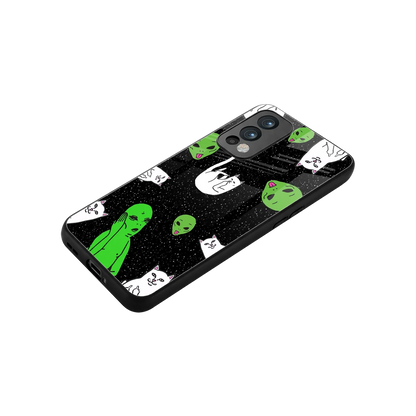 Space Kitty stylish phone case for oneplus nord 2 | glossy glass and slim fit