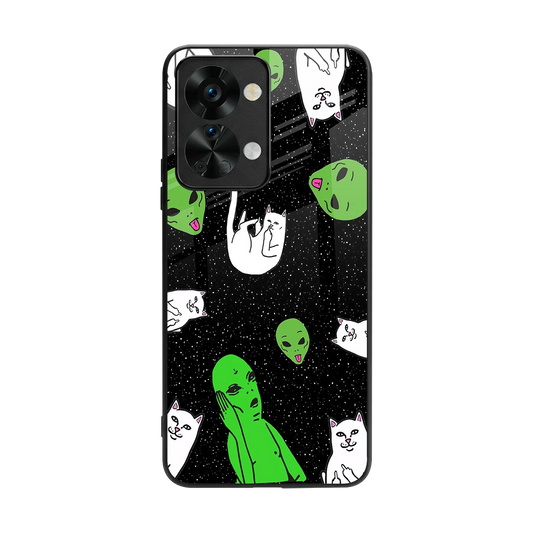 Space Kitty back phone cover | glass case for oneplus nord 2t
