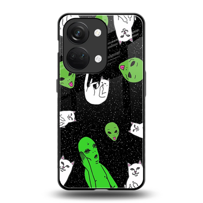 Space Kitty back phone cover | glass case for oneplus nord 3
