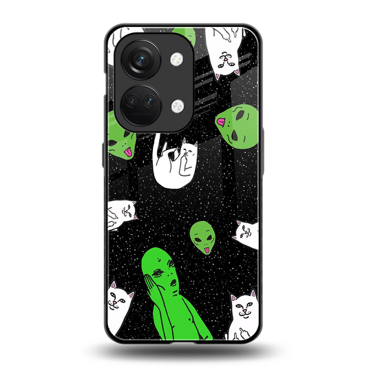 Space Kitty back phone cover | glass case for oneplus nord 3