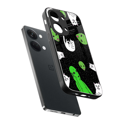 Space Kitty sleek oneplus nord 3 cover with tempered glass back and TPU edges