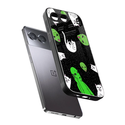 Space Kitty sleek oneplus nord 4 cover with tempered glass back and TPU edges