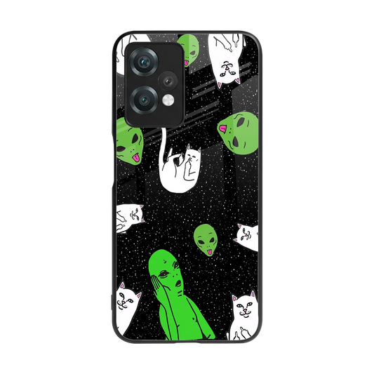 Space Kitty back phone cover | glass case for oneplus nord ce 2 lite