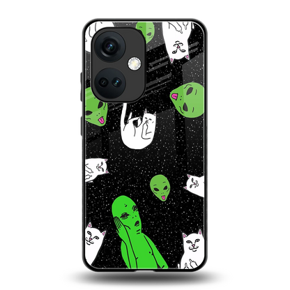 Space Kitty back phone cover | glass case for oneplus nord ce 3