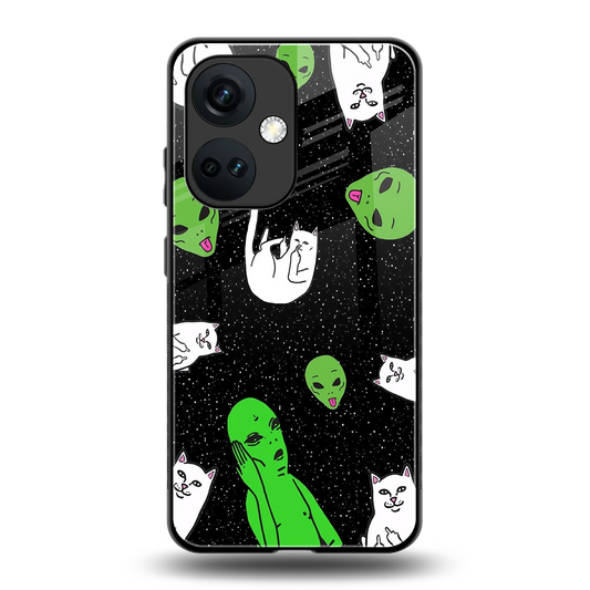 Space Kitty back phone cover | glass case for oneplus nord ce 3