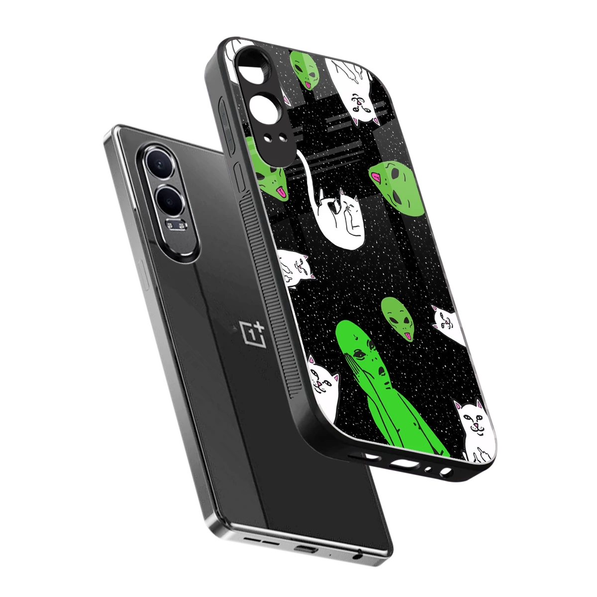 Space Kitty sleek oneplus nord ce 4 lite cover with tempered glass back and TPU edges