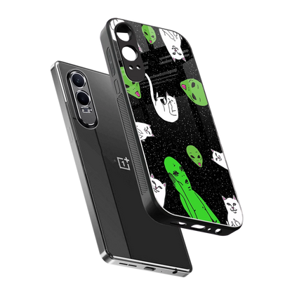Space Kitty sleek oneplus nord ce 4 lite cover with tempered glass back and TPU edges