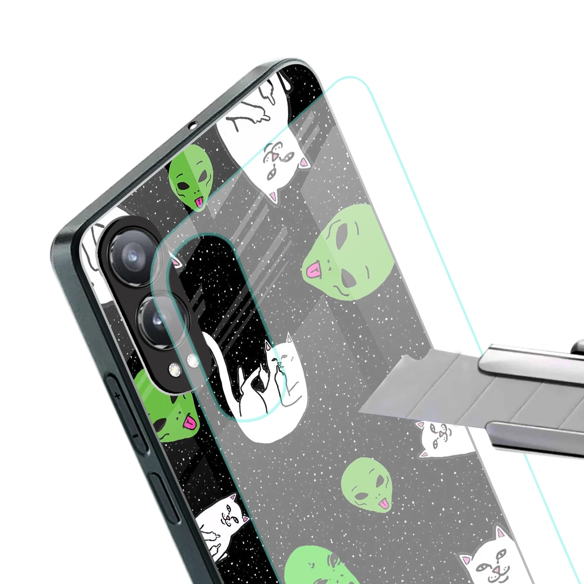 Space Kitty stylish phone case for oneplus nord ce 4 lite | glossy glass and slim fit