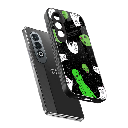 Space Kitty sleek oneplus nord ce 4 cover with tempered glass back and TPU edges