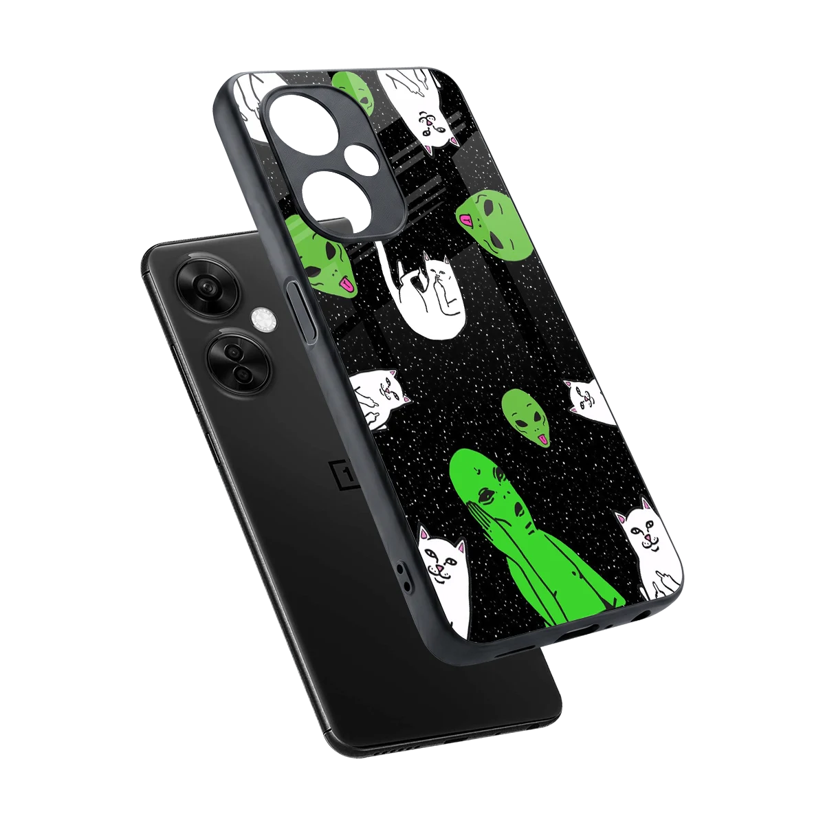 Space Kitty sleek oneplus nord ce 3 lite cover with tempered glass back and TPU edges