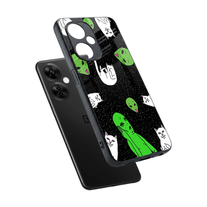 Space Kitty sleek oneplus nord ce 3 lite cover with tempered glass back and TPU edges
