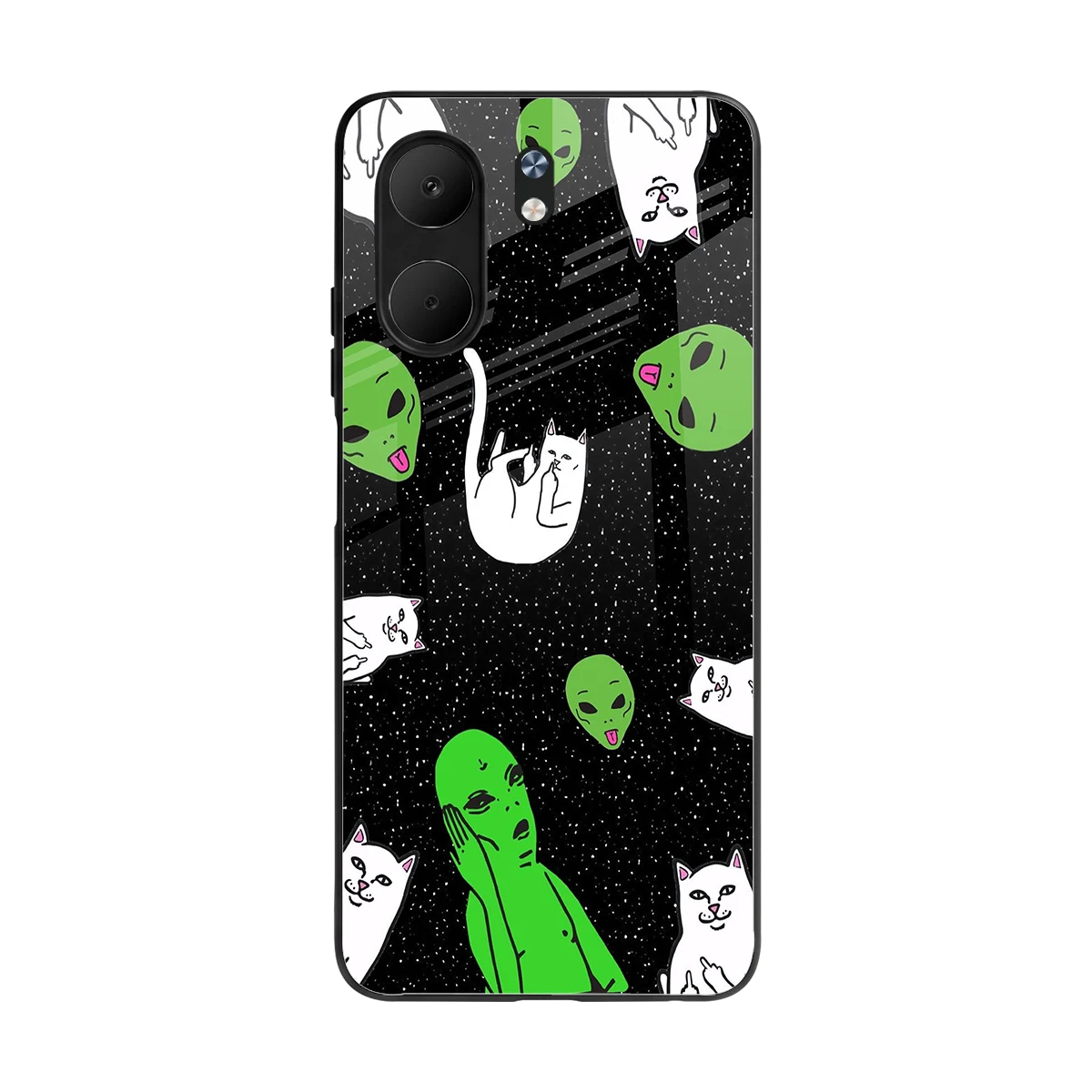 Space Kitty back phone cover | glass case for oppo a5x 5g