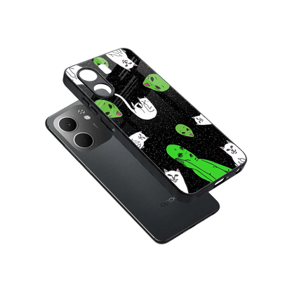 Space Kitty sleek oppo a5x 5g cover with tempered glass back and TPU edges