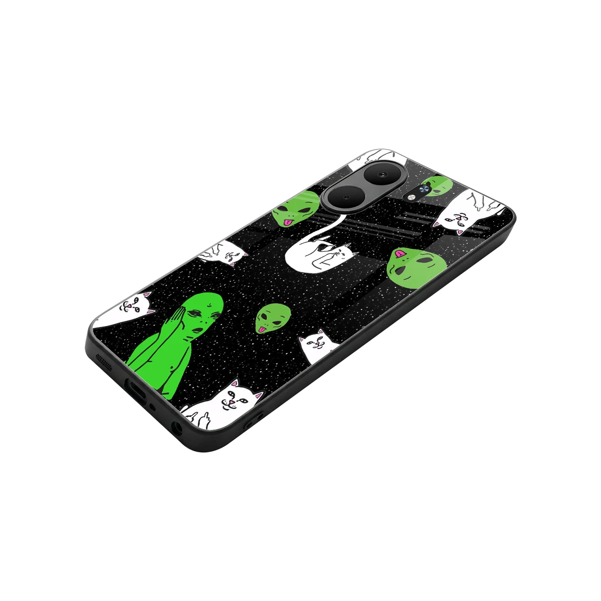 Space Kitty stylish phone case for oppo a5x 5g | glossy glass and slim fit