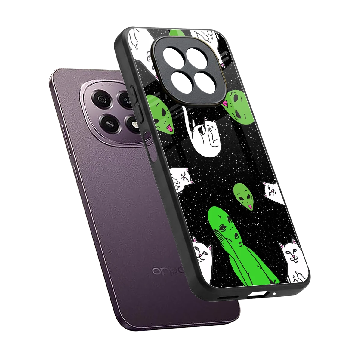 Space Kitty sleek oppo f29 5g cover with tempered glass back and TPU edges