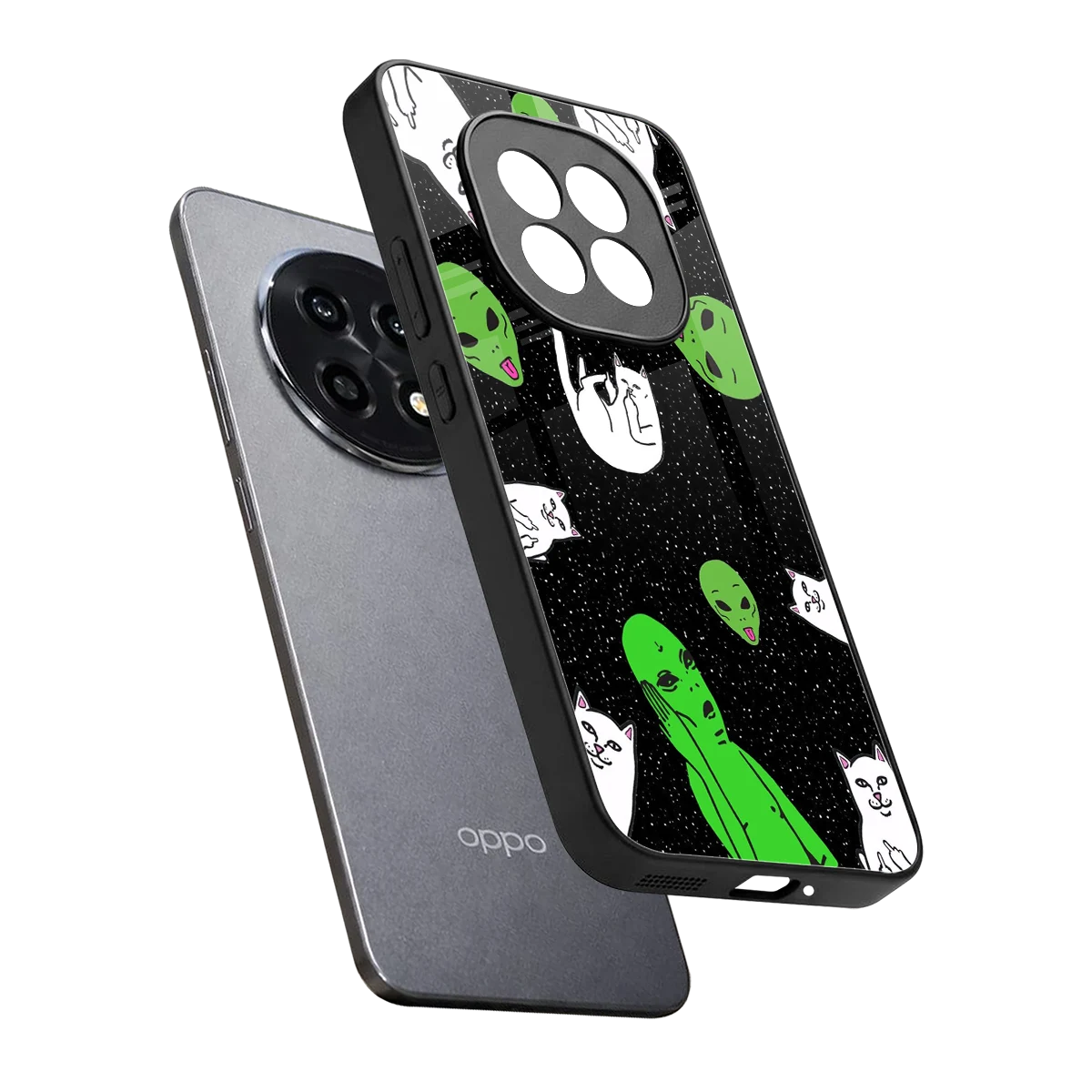 Space Kitty sleek oppo f29 pro 5g cover with tempered glass back and TPU edges