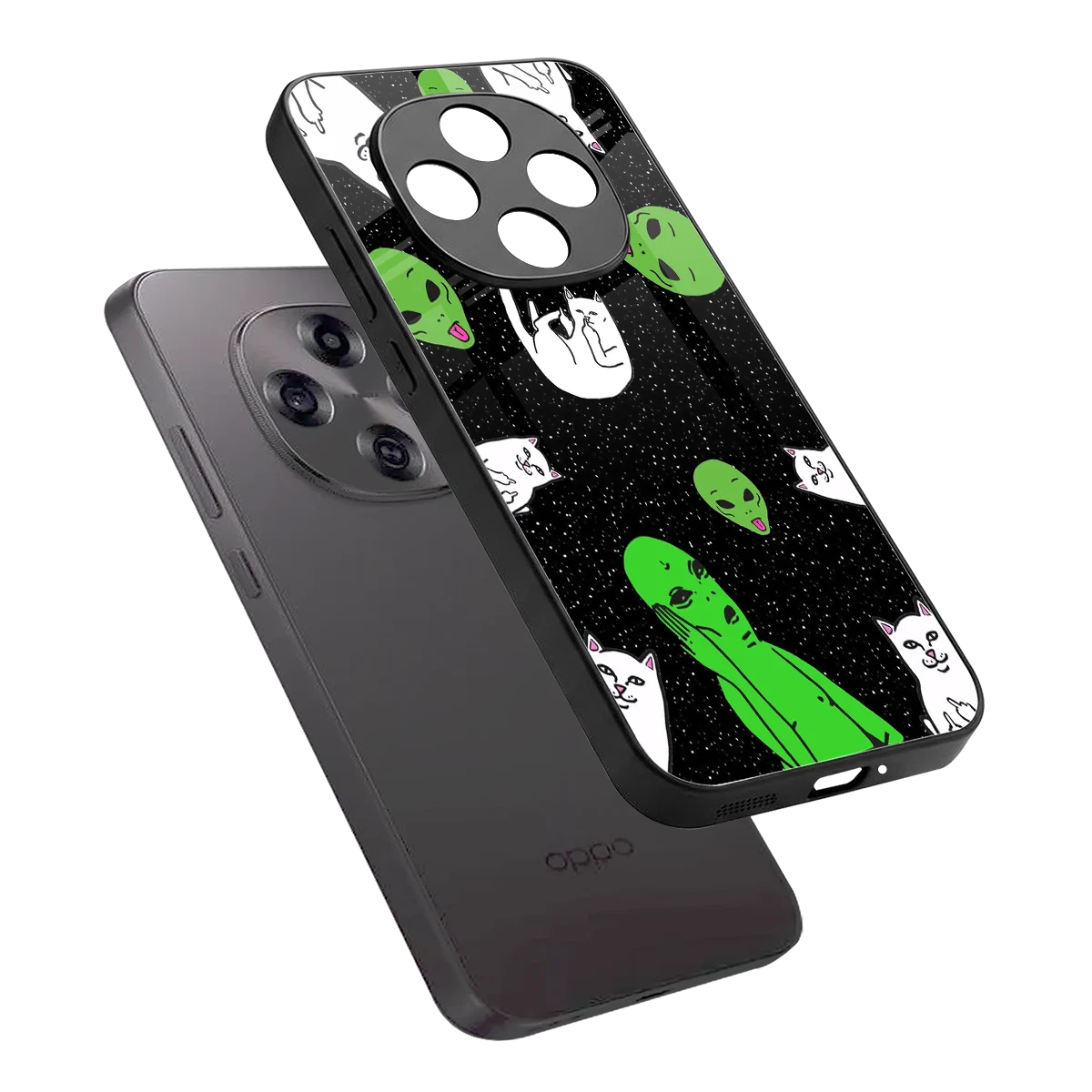 Space Kitty sleek oppo f31 pro 5g cover with tempered glass back and TPU edges