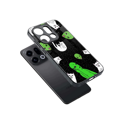 Space Kitty sleek oppo find x9 cover with tempered glass back and TPU edges