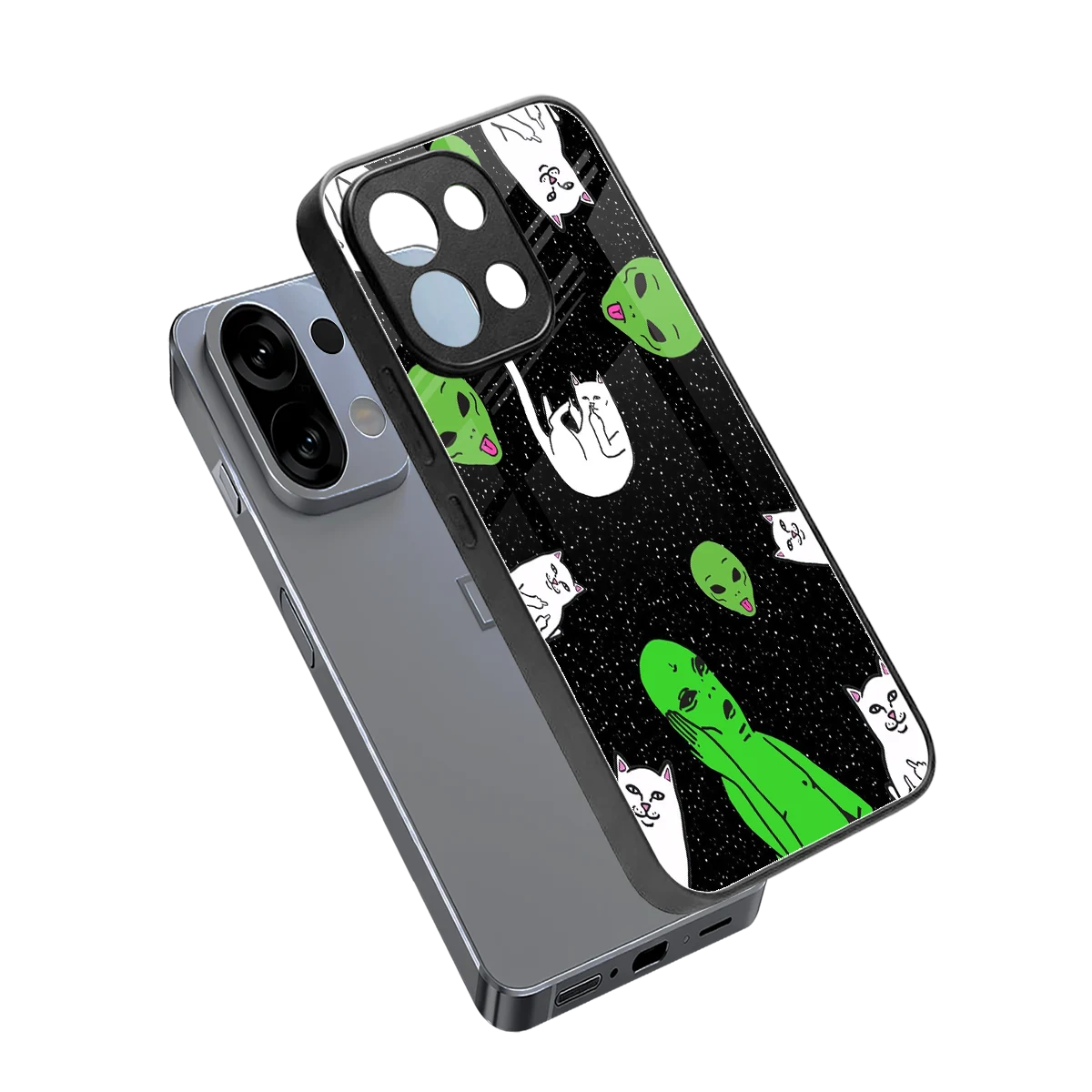 Space Kitty sleek oppo k13 5g cover with tempered glass back and TPU edges