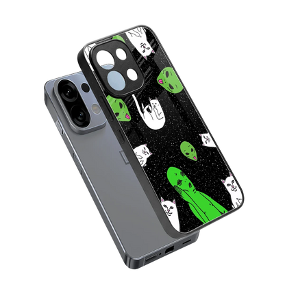 Space Kitty sleek oppo k13 5g cover with tempered glass back and TPU edges