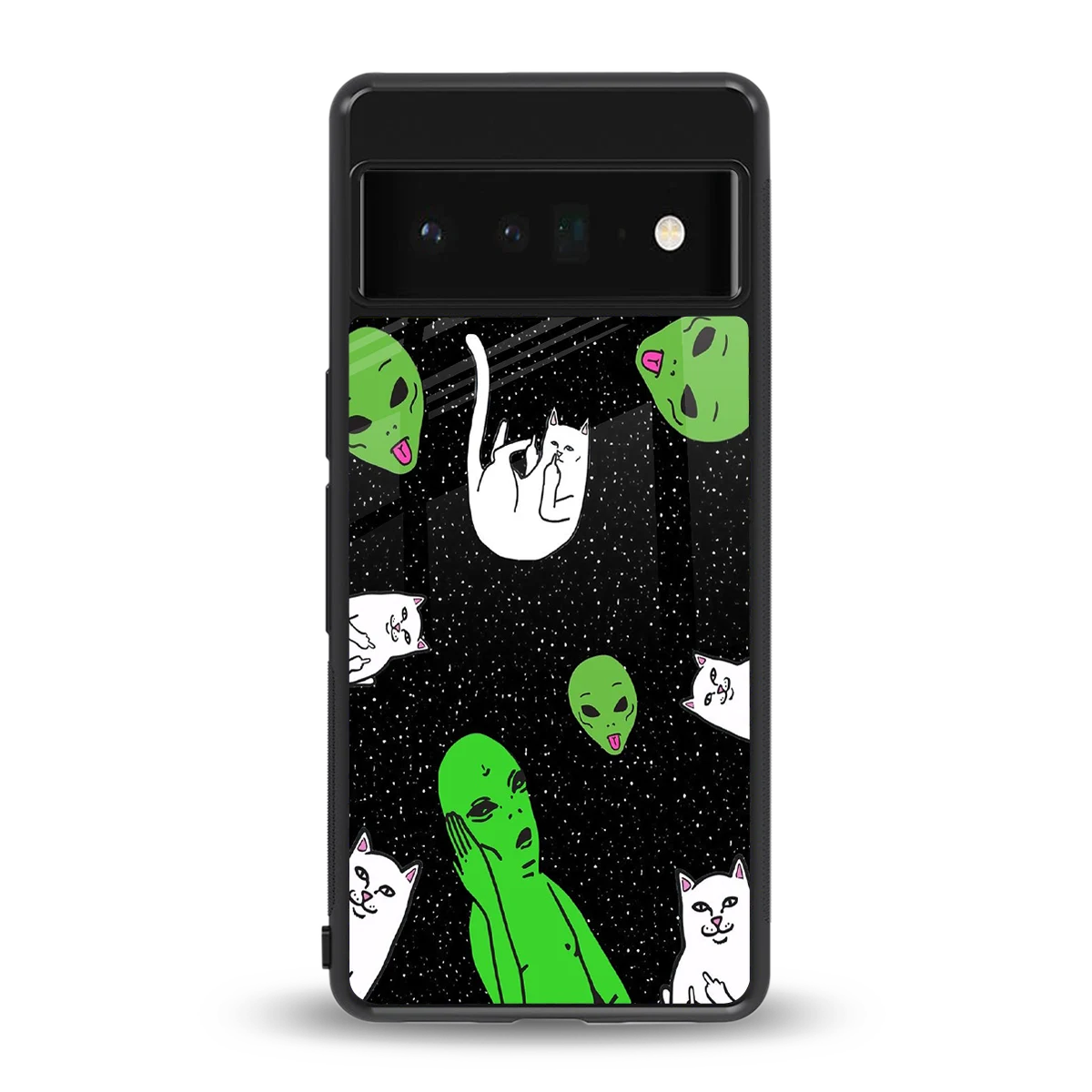 Space Kitty back phone cover | glass case for google pixel 6 pro