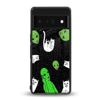 Space Kitty back phone cover | glass case for google pixel 6 pro
