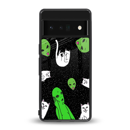 Space Kitty back phone cover | glass case for google pixel 6 pro