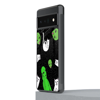 Space Kitty stylish phone case for google pixel 6 pro | glossy glass and slim fit