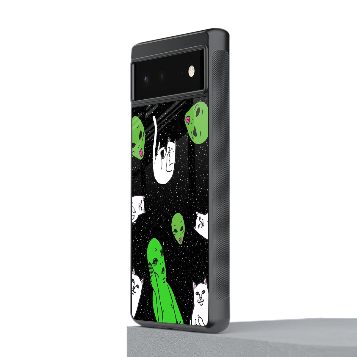 Space Kitty stylish phone case for google pixel 6a | glossy glass and slim fit